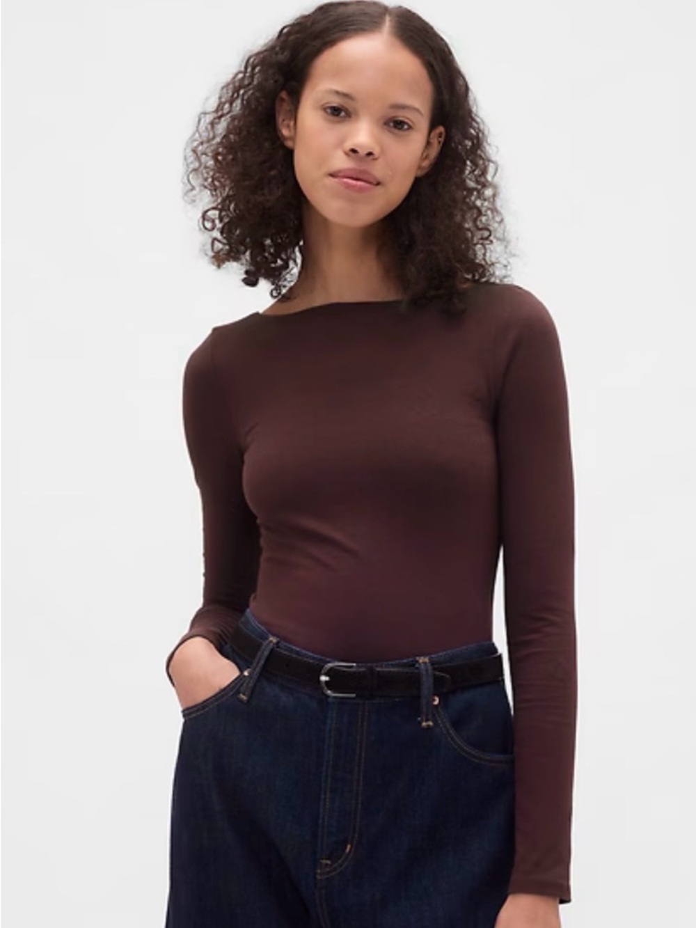 GAP CloseKnit Jersey Boatneck Open-Back T-Shirt bordeaux